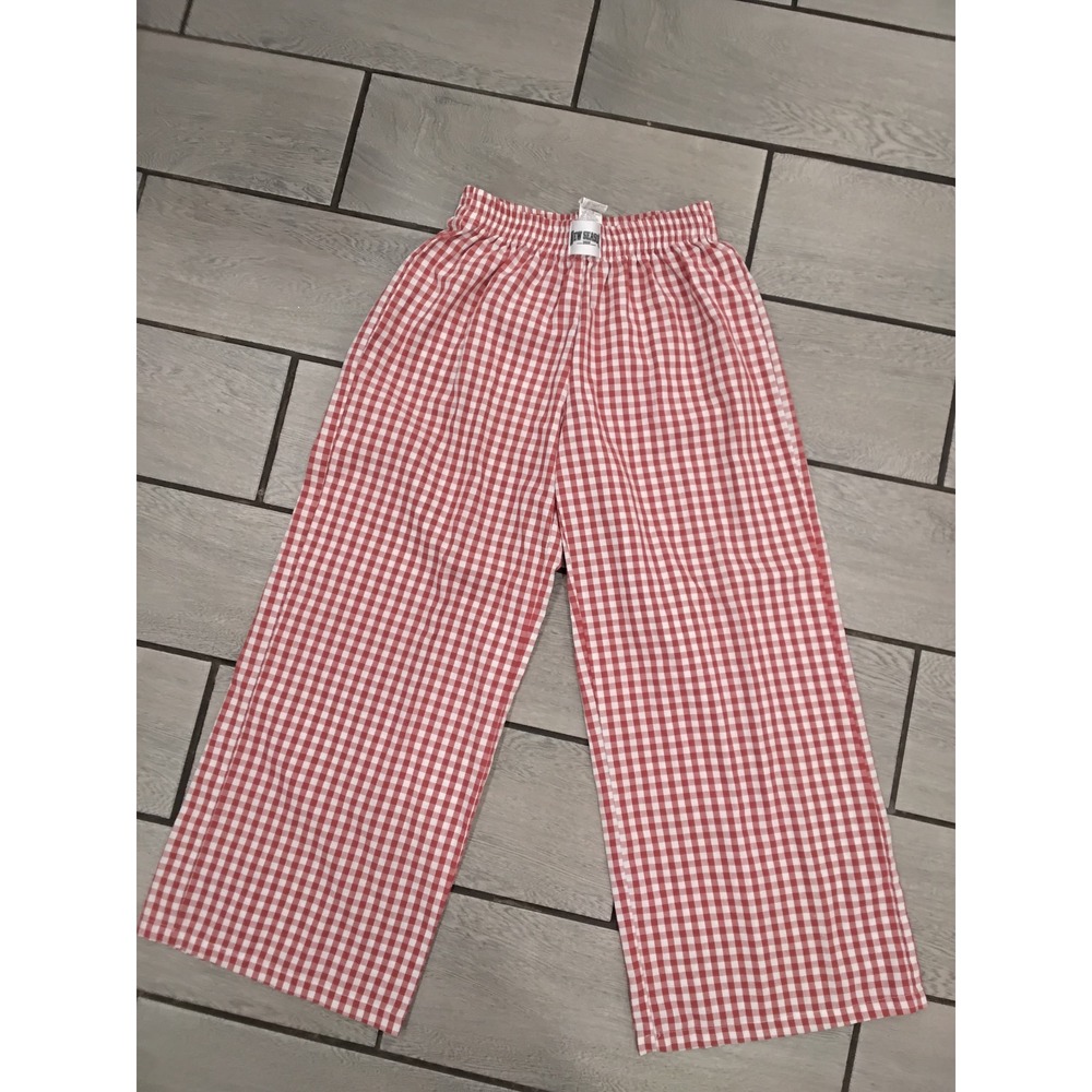 Shein Red White Gingham Wide Leg Pants Elastic Waist Checkered‎ Trousers Small